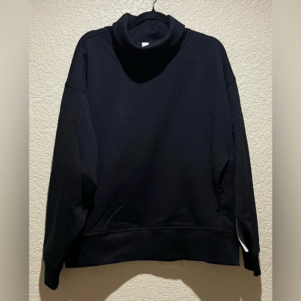 ALO Yoga NWT Hazy Mock Neck Pullover Black Cowl Neck Sweater Size S